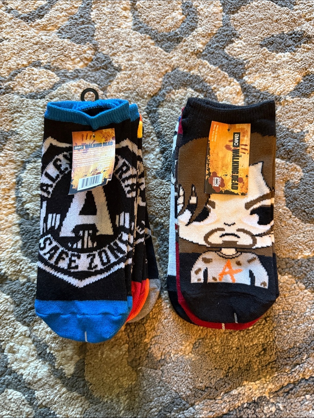 Ankle Graphic Athletic Socks in Black and Blue - Pack of 2